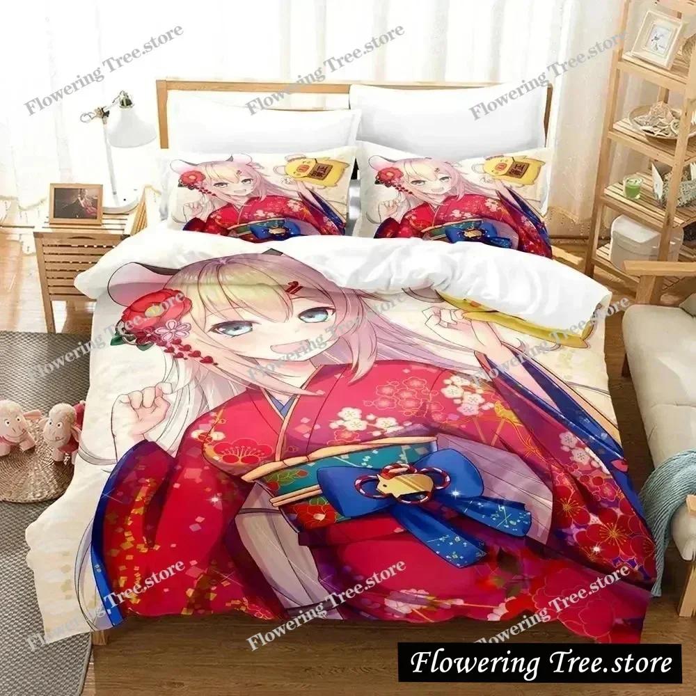 Anime Akai Haato Bedding Set Duvet Cover Bed Set Quilt Cover Pillowcase Comforter King Queen Size Boys Adult Bedding Set029