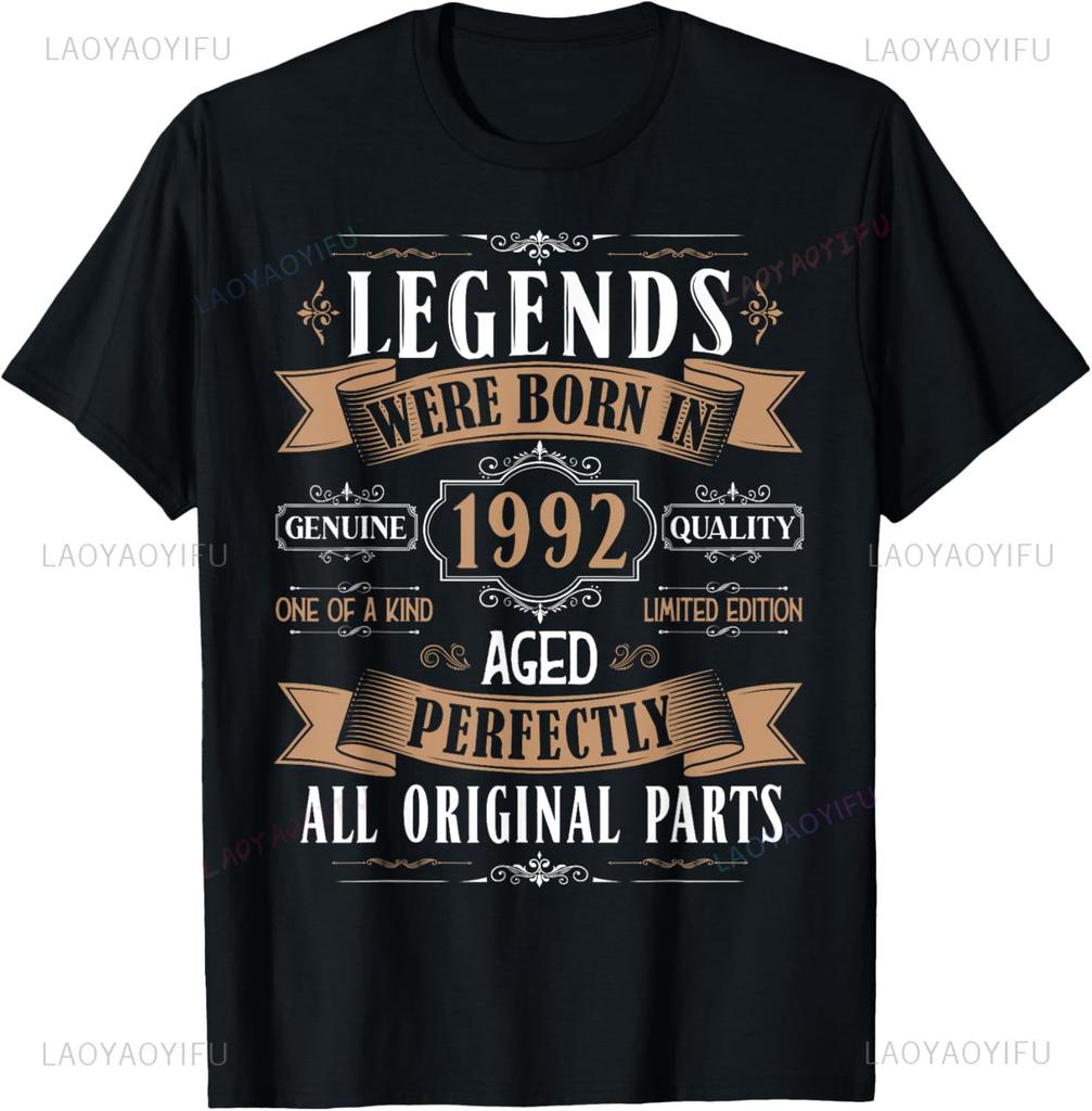 Vintage 33th Birthday Decorations Vintage 1992 33 Years Old TShirt Print On DeUnisexd Streetwear Short Sleeve Camiseta Hombre