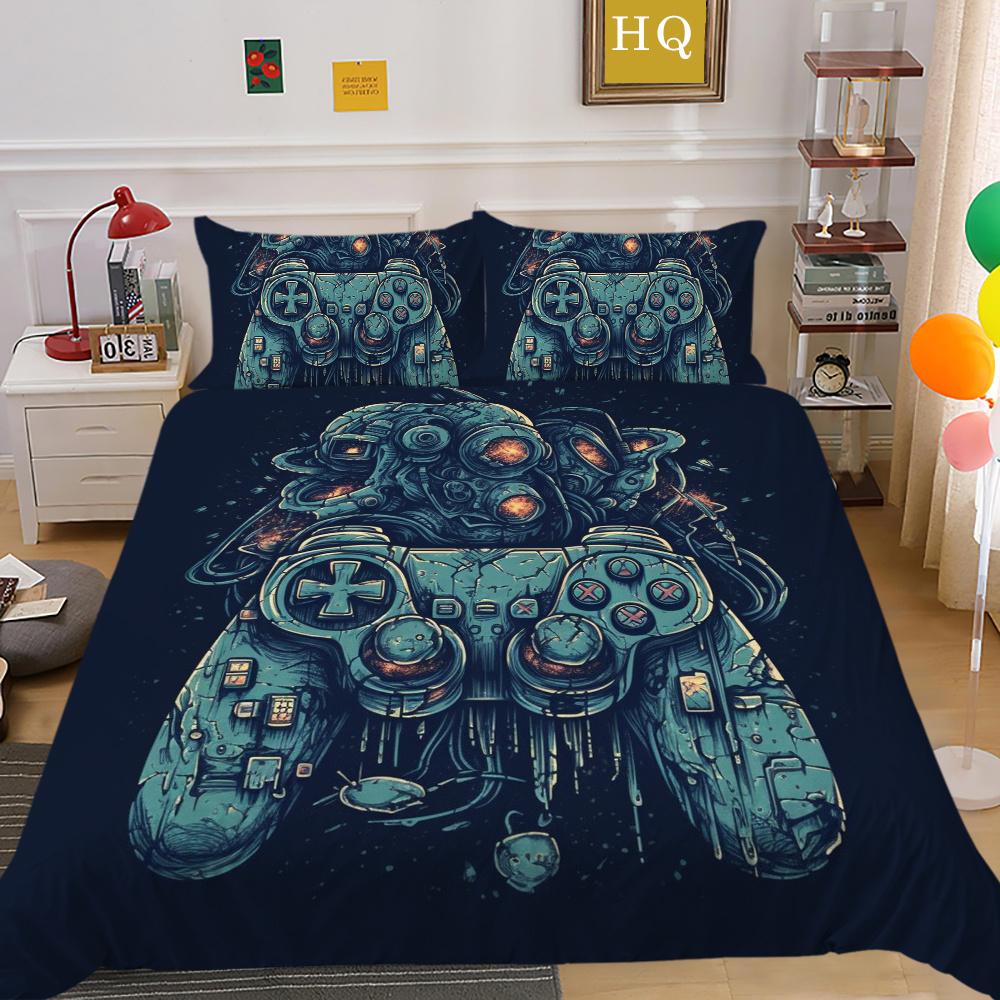 Set da letto 3D con stampa di console di gioco per la casa, moda ragazzo, copriletto taglia singola, set copripiumino, poliestere, tessili per la casa