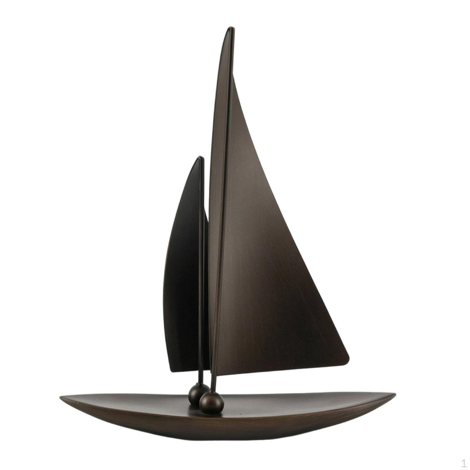 Sailboat Sculpture BronzeToned Ornament Modern Chinese Tabletop for Art