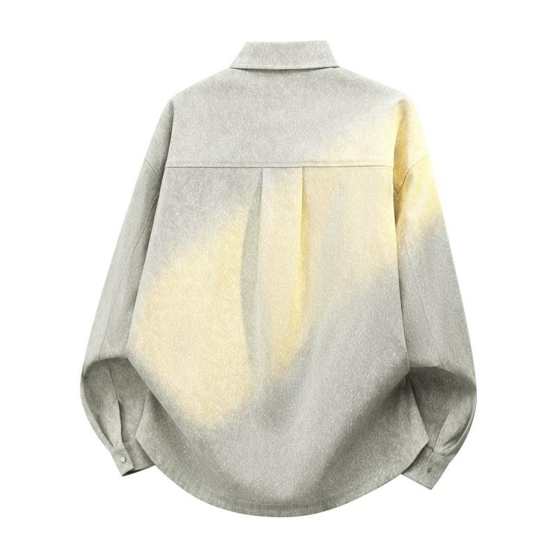 Men's Light Gray Oversized Button-Up Shacket, Casual Shirt Jacket with Chest Pocket, Streetwear Style for Daily Wear