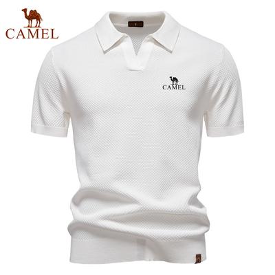 Suéter Polo de Lana con Bordado de Verano con Patrón Grande de Piña para Negocios de Hombre, Cuello de Gaviota, Suéter de Manga Corta para Hombre
