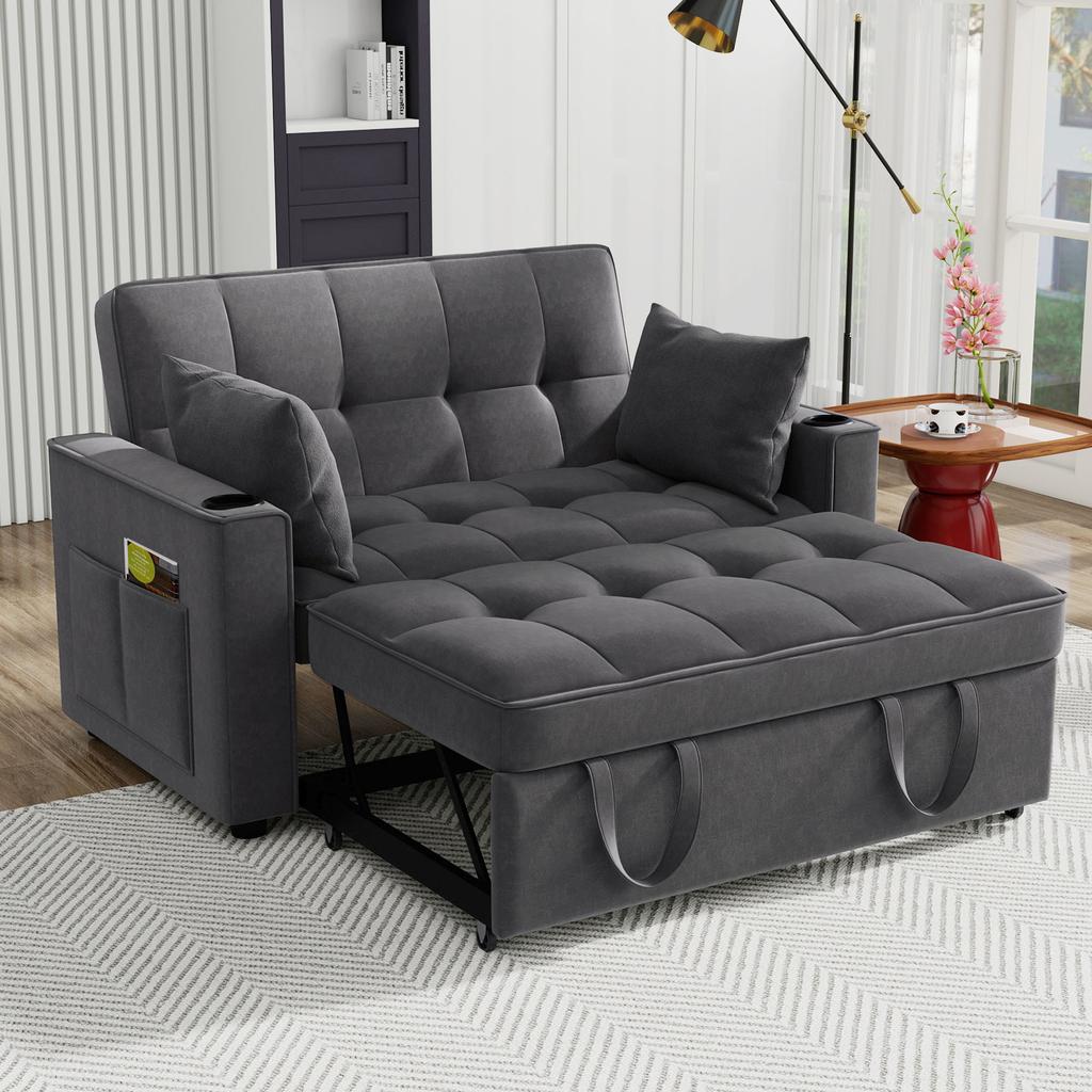 Divano letto pieghevole, divano multifunzionale con funzione letto, con portabicchieri e cuscini, adatto per soggiorno, camera da letto, home theater appartamento