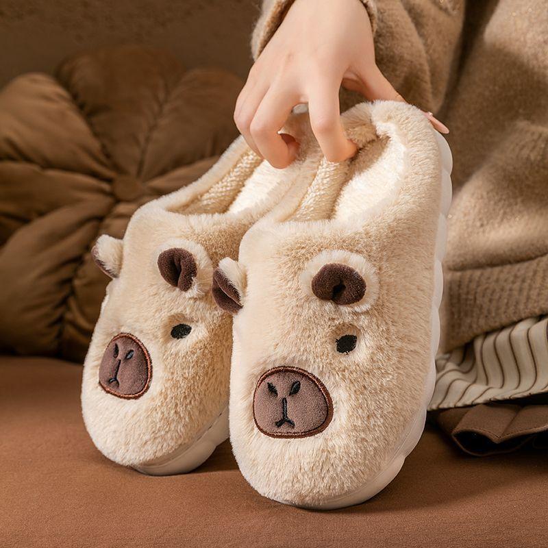 Cotton slippers women's season Kapibara couple home warm plush slippers men