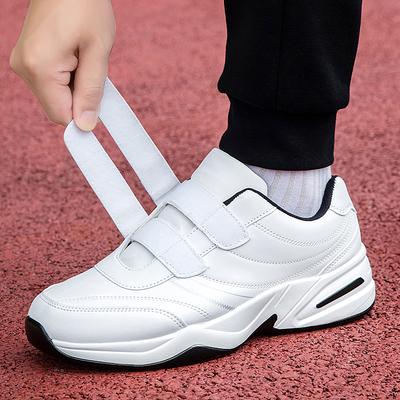 Pánské nastavitelné kožené tenisky na suchý zip Ležérní sportovní boty Bílé tenisky Masculino Zapatillas Deportivas Tenis