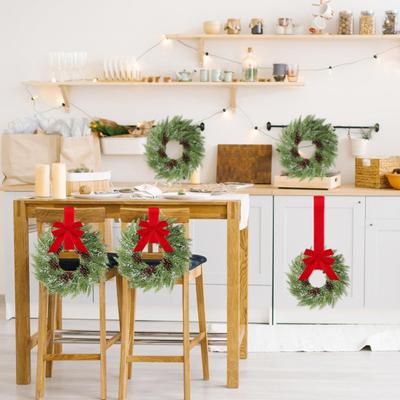 Christmas Wreath for Windows 10 Inch Small Artificial Greenery Wreath with Berries And Red Bow for Winter Fireplace Home Decor