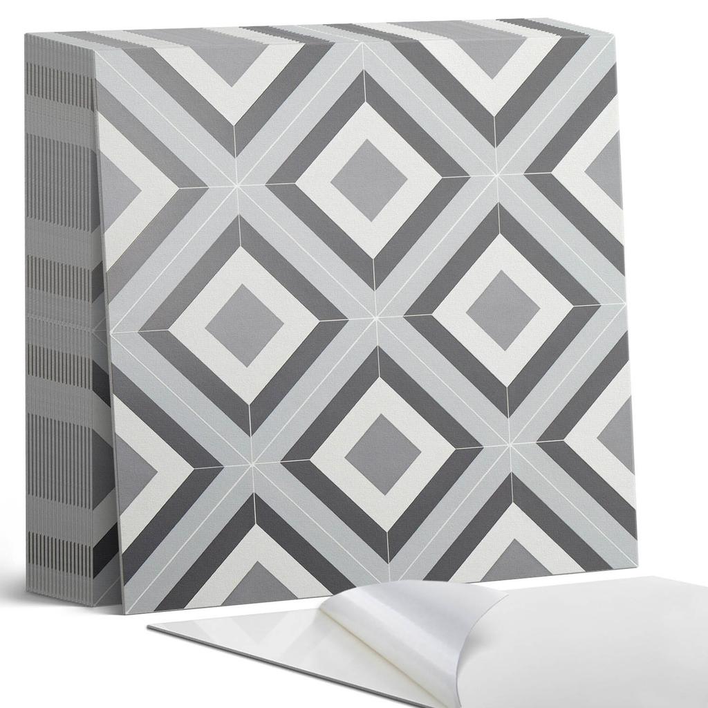 Komplet Kafelków Winylowych Z Wzorem Do Salonu Samoprzylepne Geometryczny Wzór Rombów 20X20X20 Cm