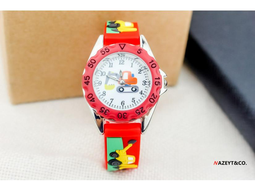 3D Cartoon Excavator Quartz Digital Watch for Kids