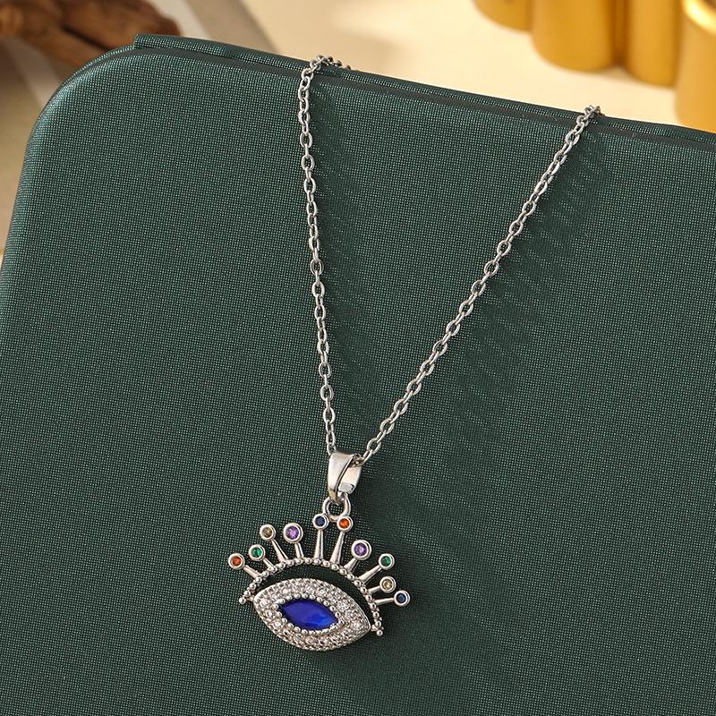 Beliebte Halskette mit blauem bösen Blick aus Titanstahl für Damen – Vielseitiger und personalisierter Schlüsselbeinkettenschmuck