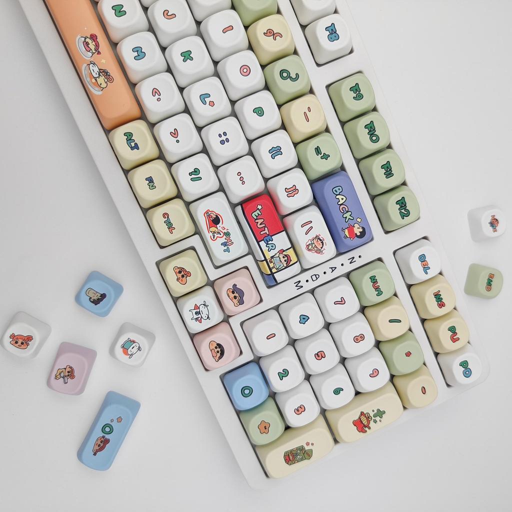 Crayon Shin-chan Pink PBT Keycap Set: Cute, Customizable Dye-Sublimated Keycaps for Mechanical Keyboards