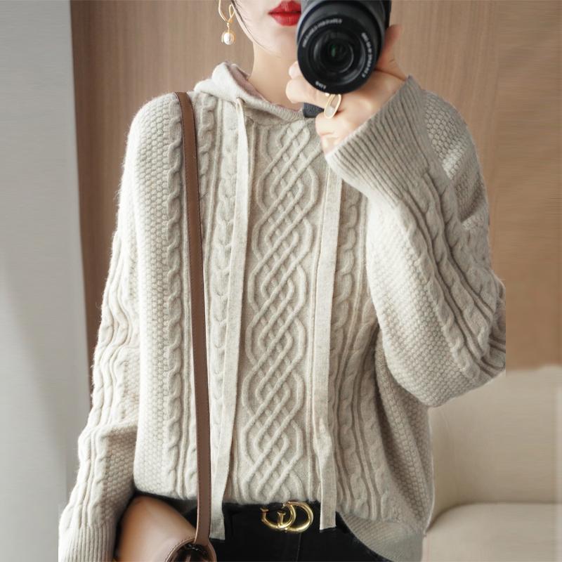 Women Knitted Hoodie Sweater MODERN NEW SAGA Winter Thick Knitted Pullover Sweatshirt Autumn Cashmere Wool Sweaters Female Jumper