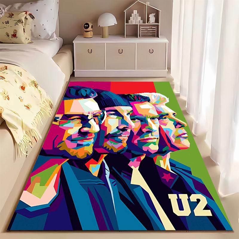 Colorful Abstract U2 Portrait Suitable As a Non-slip Mat for the Living Room or Bedroom Sofa