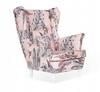 ARI PRINT Scandinavian Family Furniture Wing Chair Pastel Pink Leaves