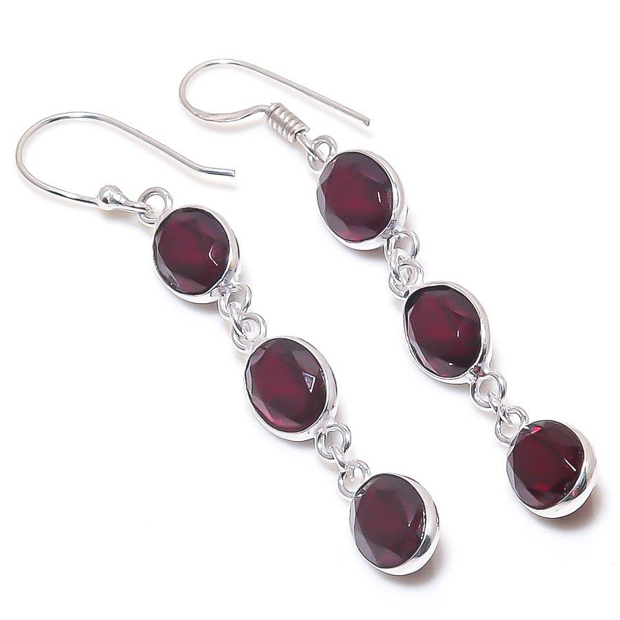 

Серьги ручной работы из стерлингового серебра 925 пробы с натуральным аметистом 2,40 дюйма G9A43