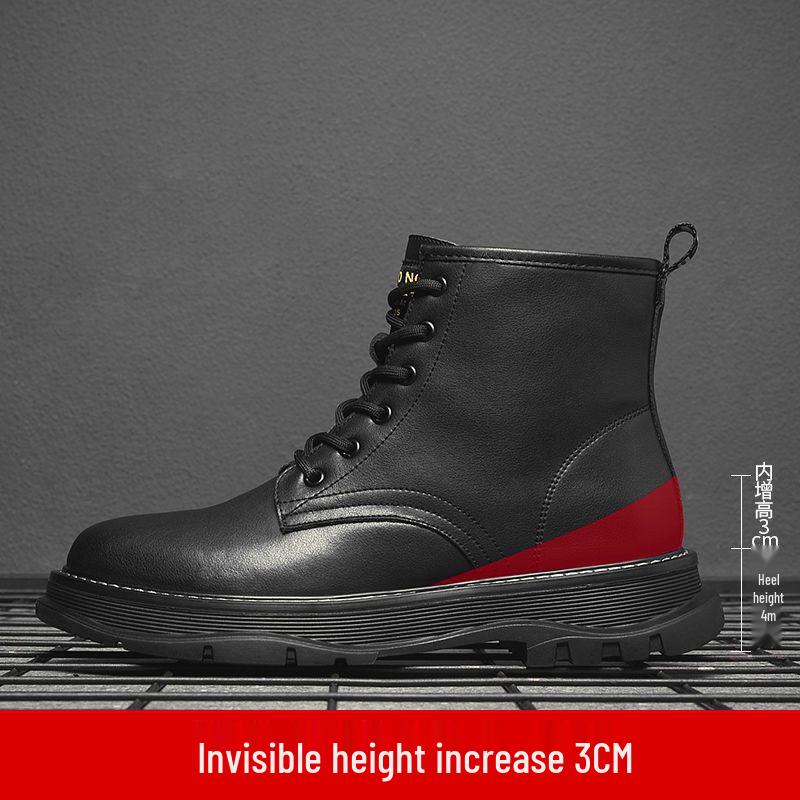 Men's Winter Cotton Fleece-Lined Martin Boots: High-Top, Thick-Sole British Style Workwear Shoes for Snow.