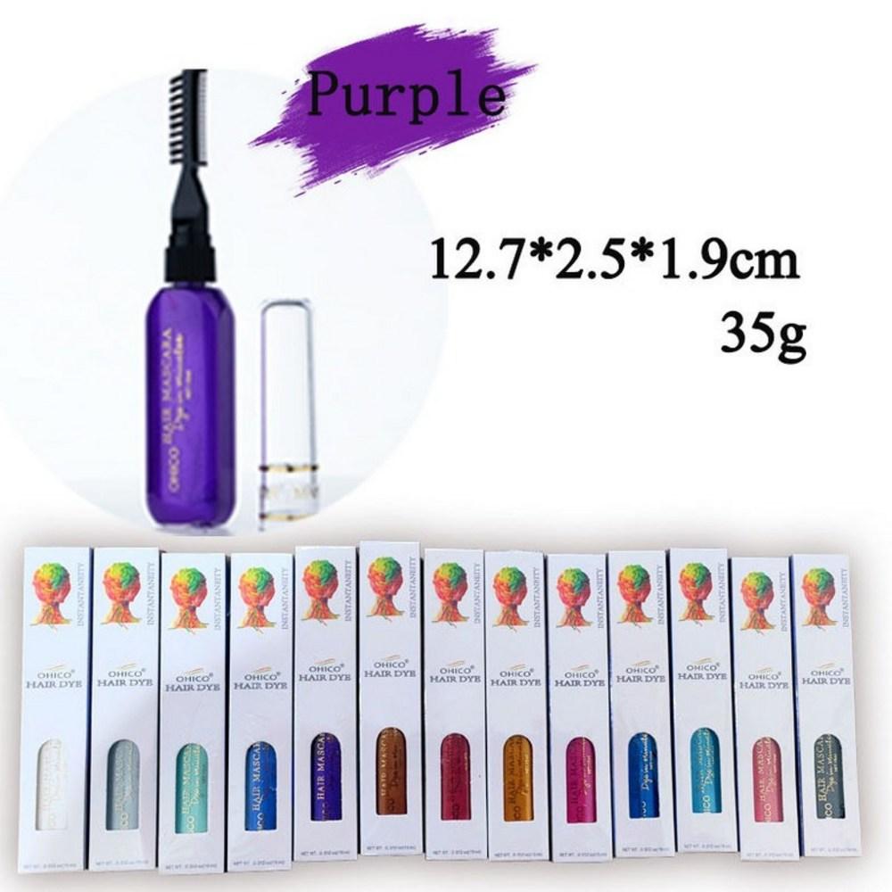 Hair Pen Disposable Temporary Dye Partial Dye DIY Hair Chalk Gray Hair Root Cover Festival Cosplay Ring Waterproof Ink Portable 1 pcs No. 6 Purple