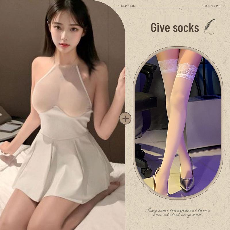 Sexy Transparenter Wetlook PU Plissee Minirock Dessous