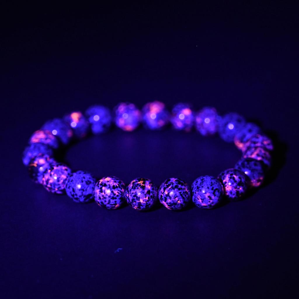Eigado Euperlit 8mm Diametru Interior Aproximativ 22 Luminescențe Sub Negru Bratara Rară Piatră Naturală de Putere, Mărgele, 17cm, Mărgele, Lumină, Piatră,