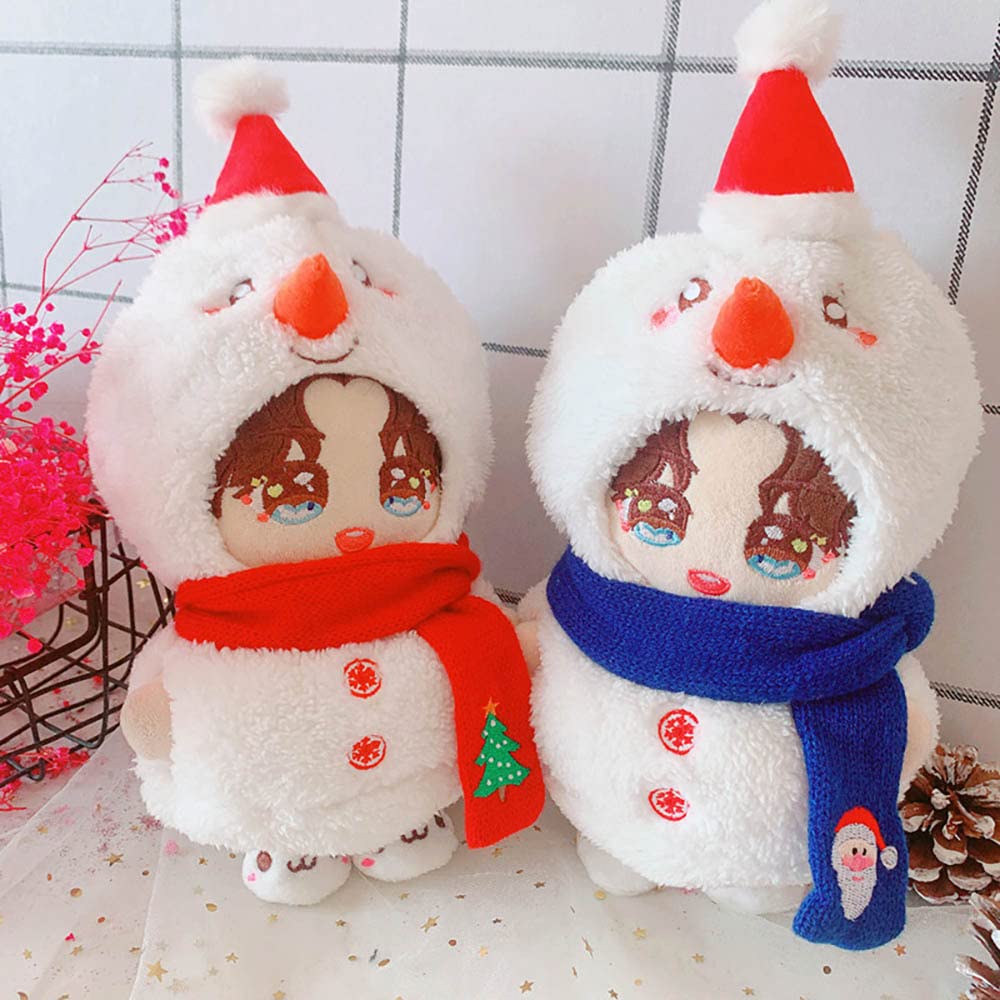 Niannyyhouse Cotton Doll Clothes - 20cm Doll Clothes - Hat + Jacket + Scarf - 3-Piece Set - Christmas Outfit - Dress Up - Christmas Snowman Outfit -