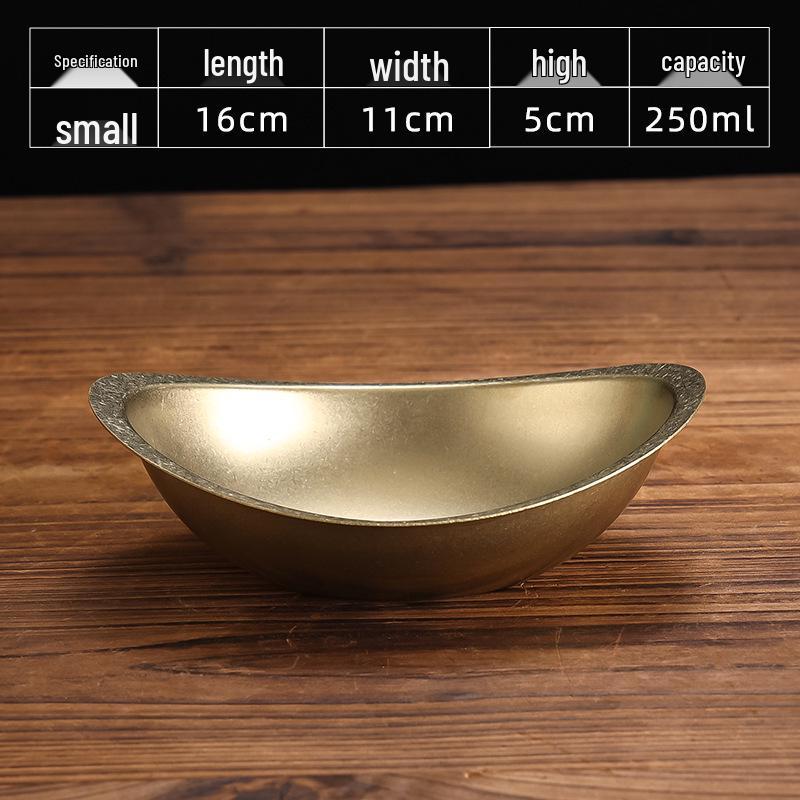 Retro Gold Stainless Steel Tableware Set: Rectangular Plate, Seasoning Dish, Bowl, Water Cup, Chopsticks, Spoon.