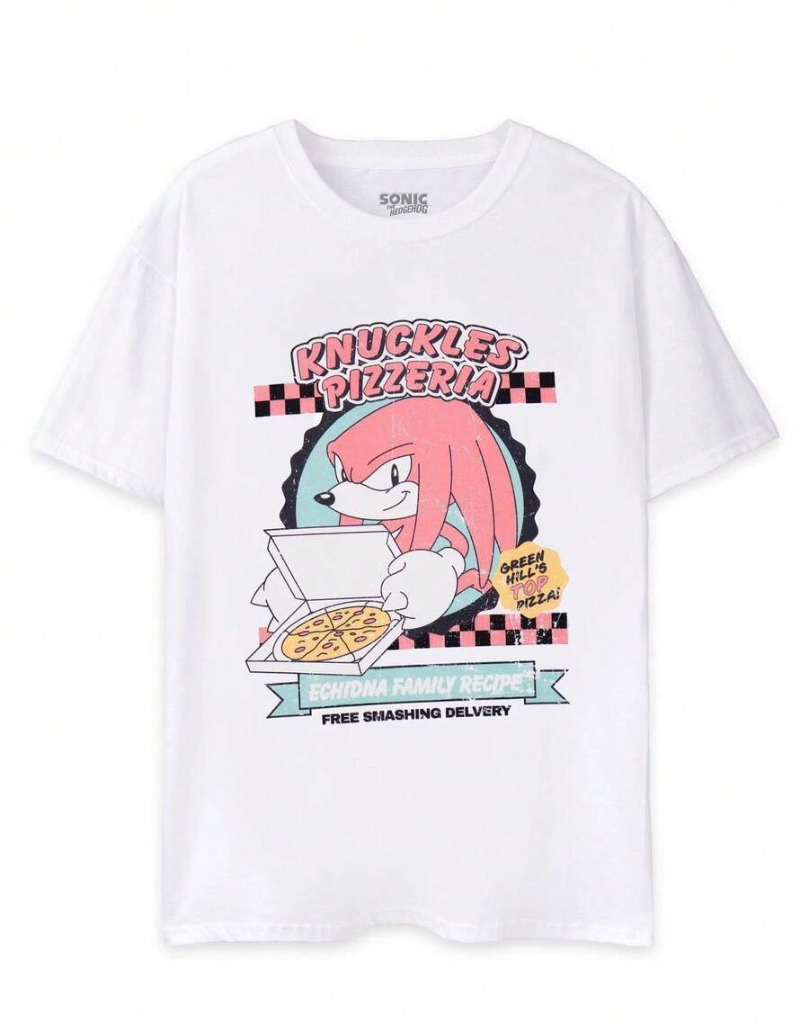 

S The Hedgehogs White Pizza Short Sleeved TShirt Unisexs Cute Game Inspired Print Ultra Soft Pure M