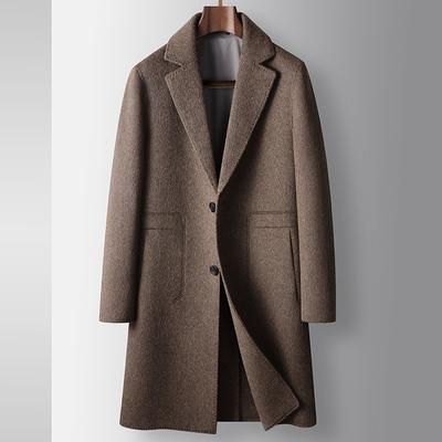 Autumn and Winter Medium and Long Suit Collar Double-sided Woolen Trench Coat, Youth Business Warm Woolen Coat