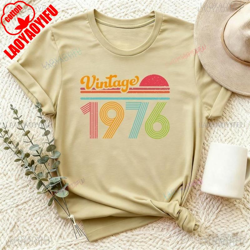 Προσαρμοσμένο 50ο Limited Edition Vintage Δώρο Γενεθλίων Υψηλής Ποιότητας Βαμβακερό Μπλουζάκι Έτος 1976 Unisex Street Fashion Hipster Κοντομάνικο