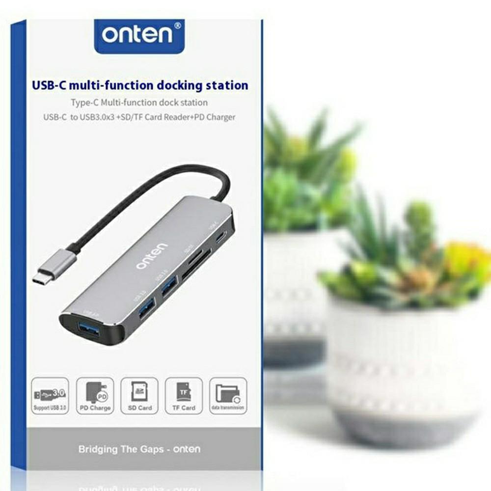 ONTEN 95116B 6 In 1 USB-C Hub 3 X USB3.0 + USB-C + SD/TF Slots Expansion Dock Adapter