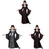 Halloween Witch Costume For Girls With Vintage Dress And Stripe Details For Kids Age 3 To 8