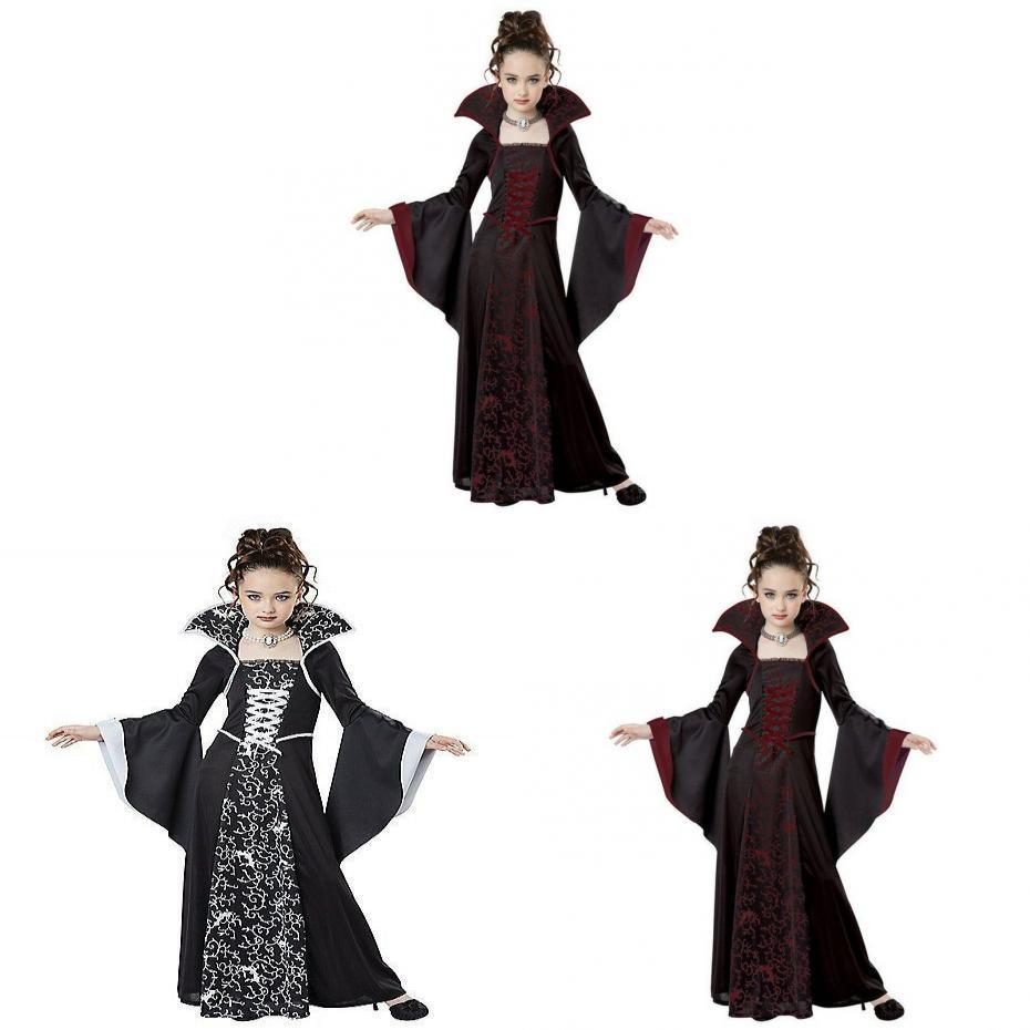 Halloween Witch Costume For Girls With Vintage Dress And Stripe Details For Kids Age 3 To 8