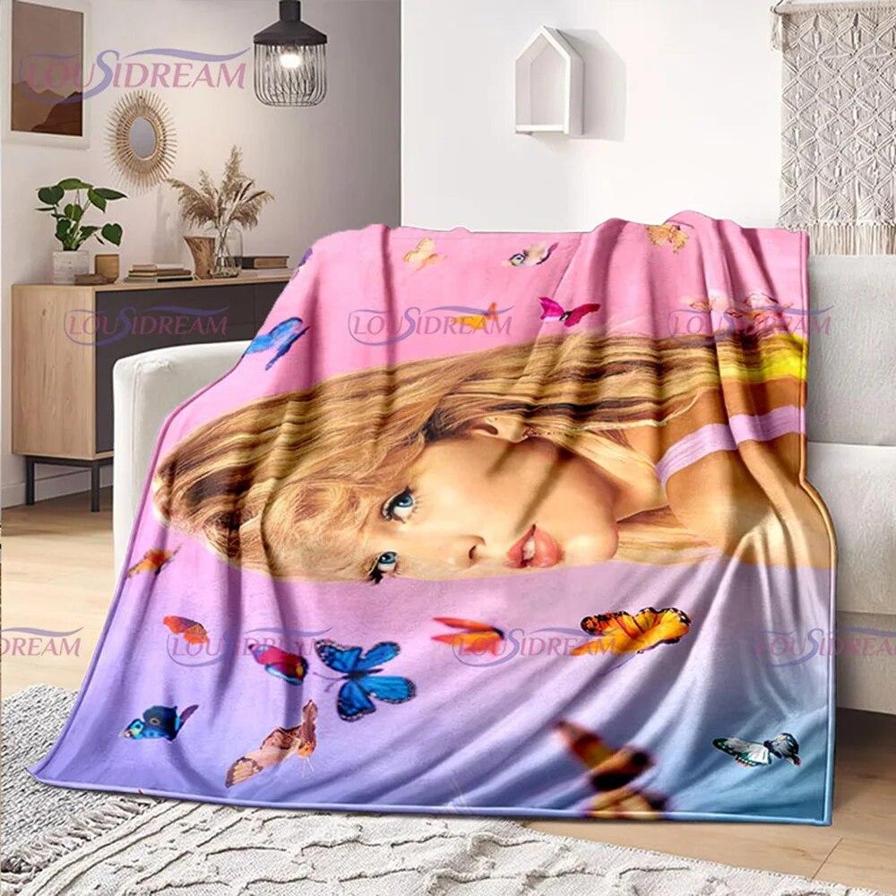 

Pop Female Singer Tay Series Print Blanket Star Art Flannel Blanket Swifties Gift Autumn and Winter Warm Plush Blanket Blanket for Gift All Seasons