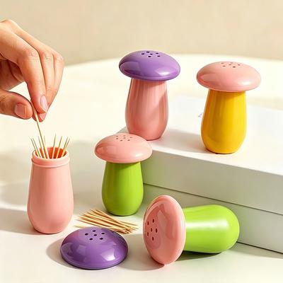 Dispensador de Palillos de Dientes con Forma de Hongo con Tapa Antipolvo Contenedor de Almacenamiento de Palillos para el Hogar y la Cocina Caja Decorativa para Guardar Palillos Tarro