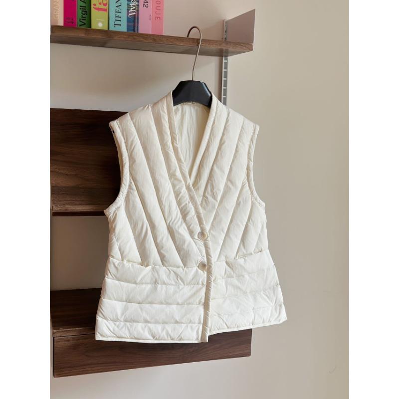

ikTok collarless liner women s vest collar light down jacket thermal jacket large size vest S(80-96) белый
