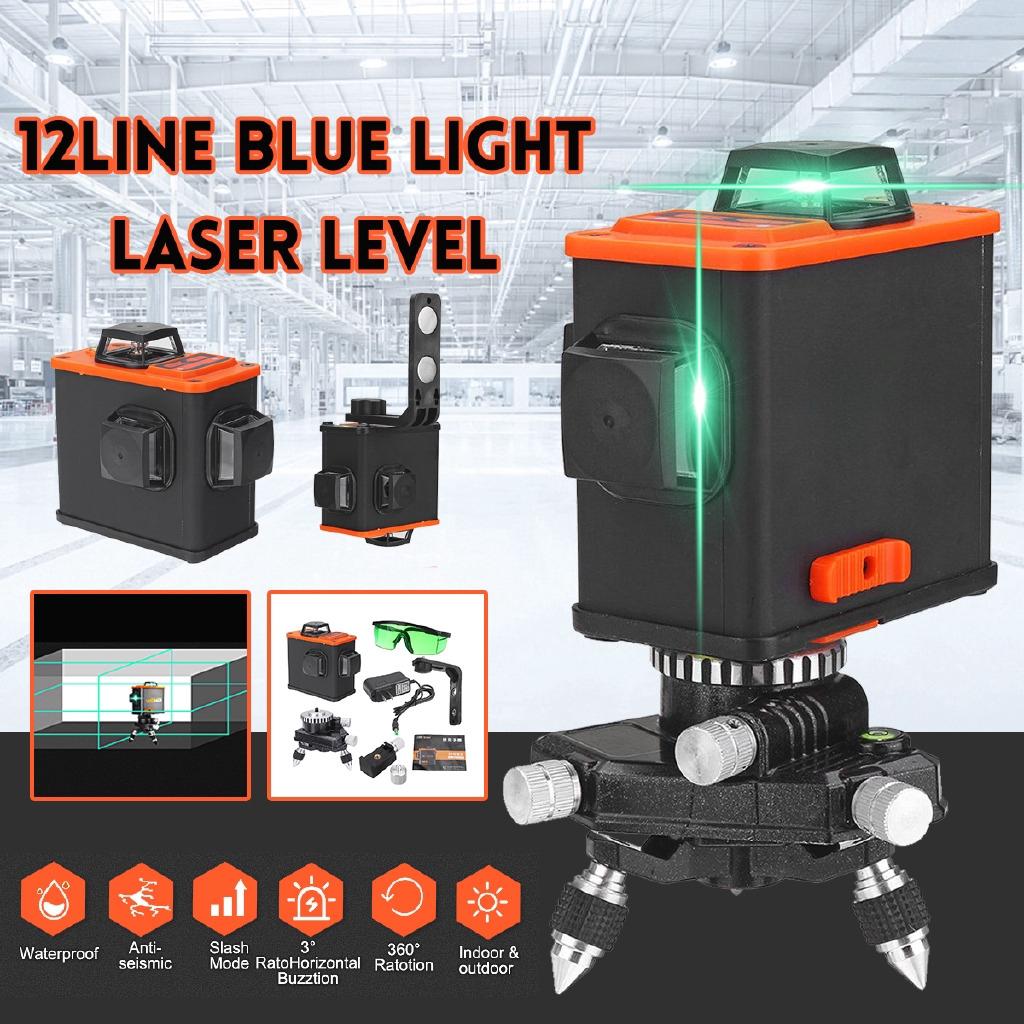 

3D Self-Leveling 12 Lines Laser Level 360 Horizontal Vertical Cross Laser Level + Base Wall Bracket New