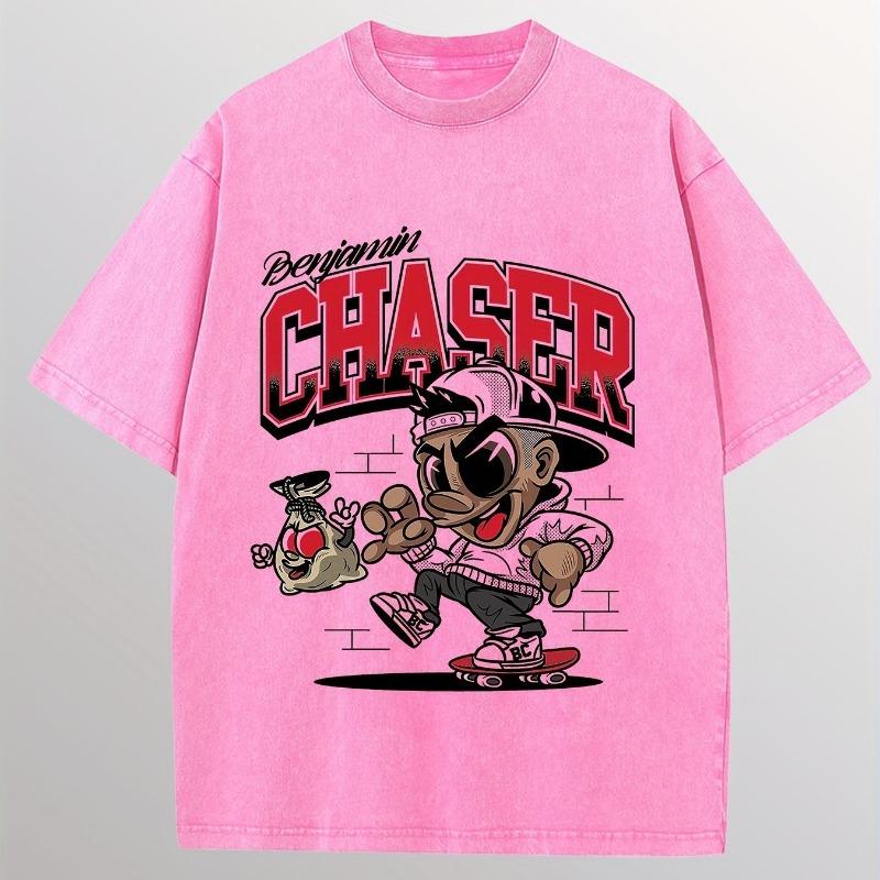 

CHASER Me Свободные Хлопковые Однотонные Футболки с Опущенным Плечом для Мужчин Винтажная Уличная Одежда Базовые Футболки Мешковатые Хип-Хоп Топы Футболка Кислотной Стирки S розовый