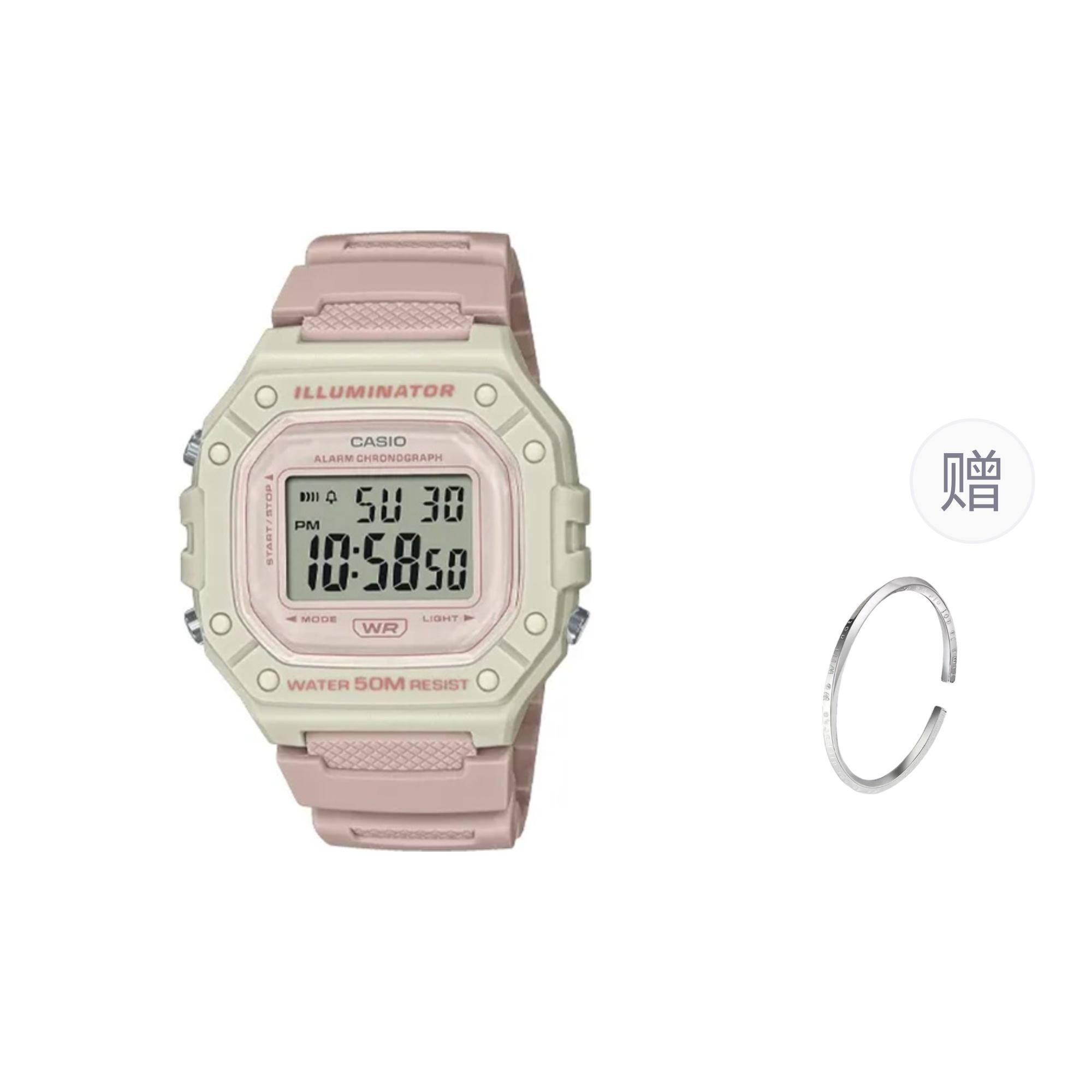 CASIO Women s YOUTH Gray Watch W-218HC-4A2V-- White Case and Pink Band
