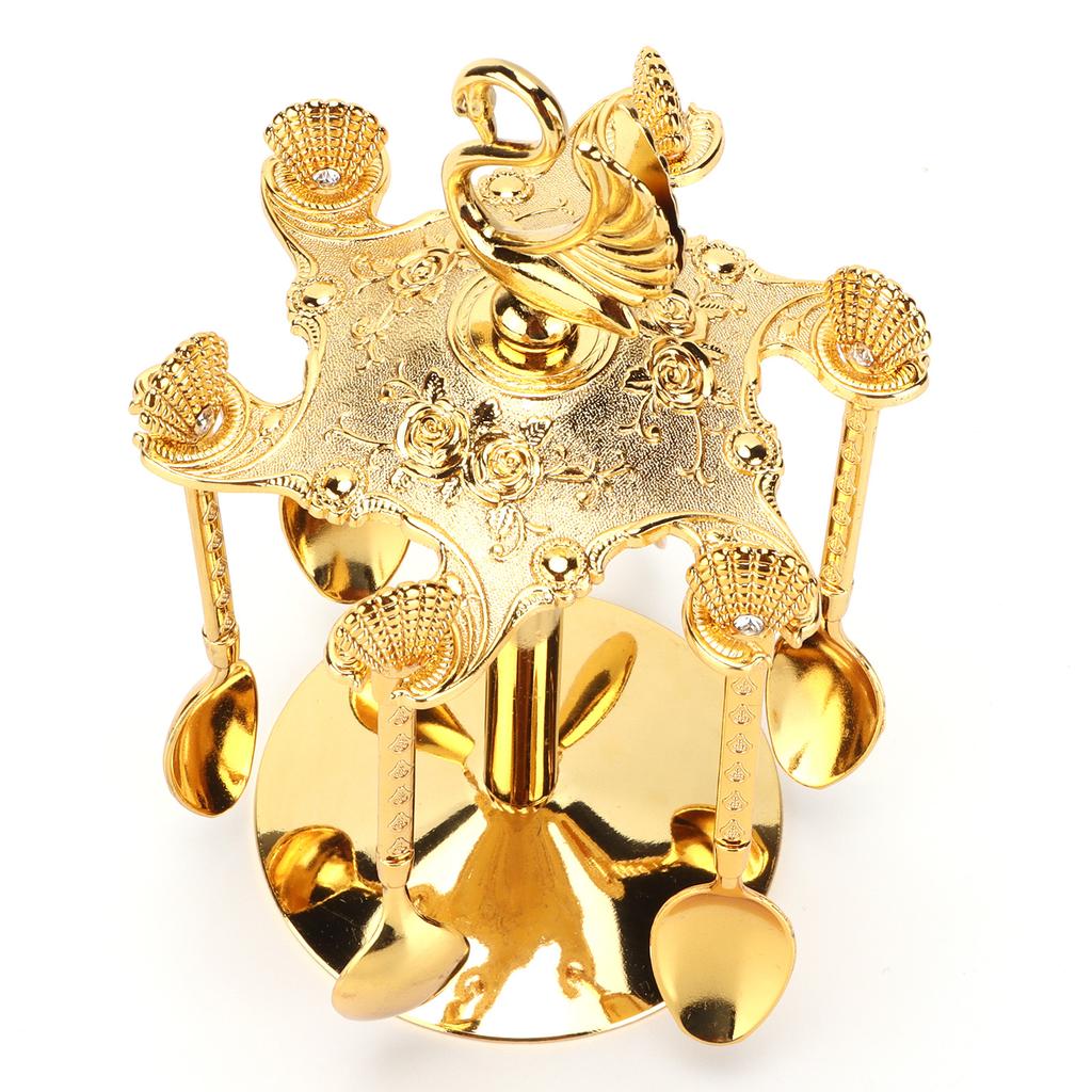 6 szt. Łyżeczka do kawy Kreatywna Złota Europejska Metalowa Łyżeczka do Deseru do Mieszania, Fotografowania, na Przyjęcie, do Lodów, Kawy