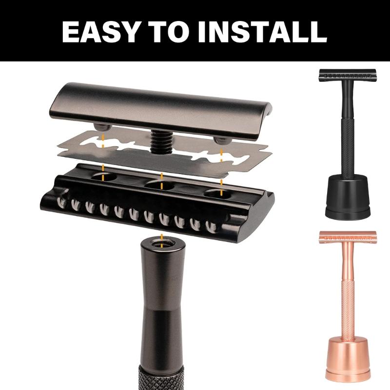 Luxurious Women's Metal Shaver With Stand and 5 Double Edge Blading Shaving Stand Comfortable Shave