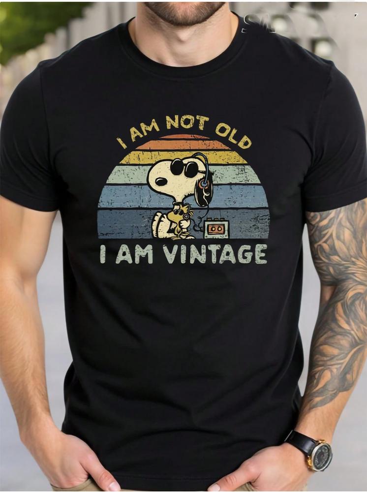 Mens I Am Not Old I Am Vintage Tshirt Mens Funny Retro Graphic Tee Soft Crew