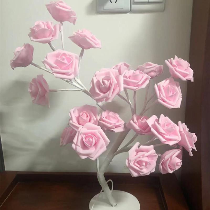 Simulation Tree Lamp LED Simulation Rose Table Lamp Creative Room Bedroom Decoration Night Light Romantic Home Decoration Lamp