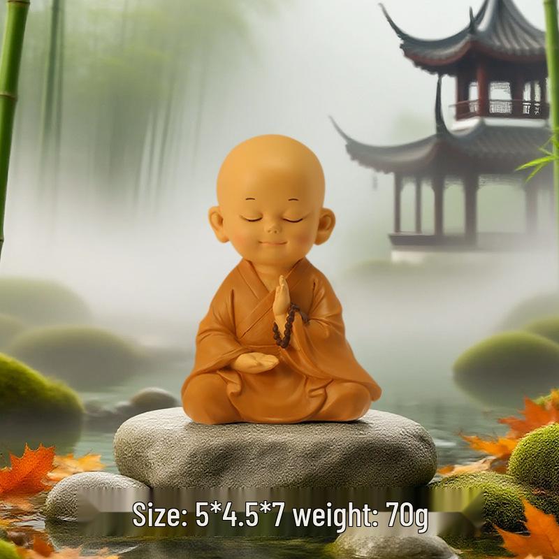 Chinese Zen Monk Resin Figurine - Creative Retro Desktop Decor