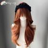 Ashely Ginger Orange Wig with Bangs Long Hair Wigs for Women Body Wavy Lolita High Temperature Fibers Synthetic Wigs for Cosplay