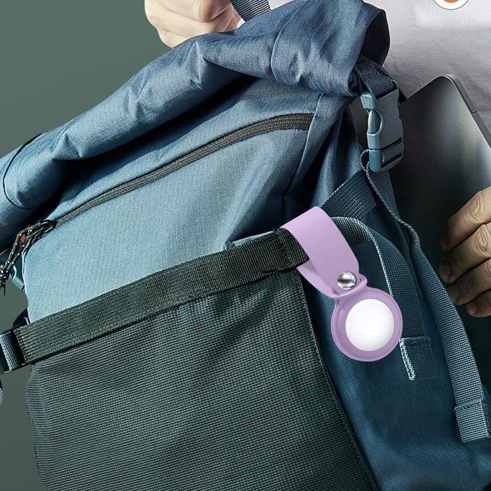 Coque - Phonillico® - Compatible AirTag 2021 - Lot de 2 - Silicone Violet - Boucle Amovible