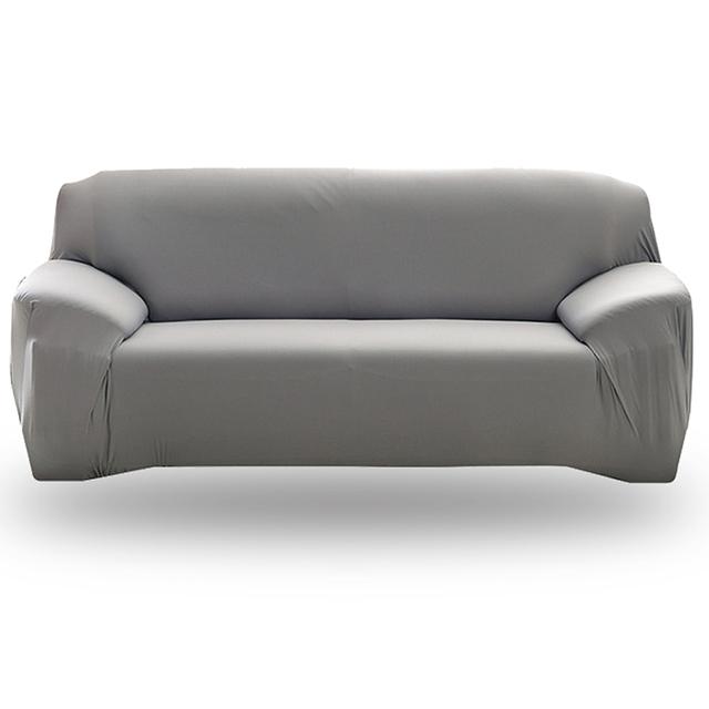 Effen Kleur Elastische Bankhoes All-Inclusive Bankhoezen Voor Woonkamer L-Vormige Hoek Slipcover Nodig 1-Seat 90-140cm grijs