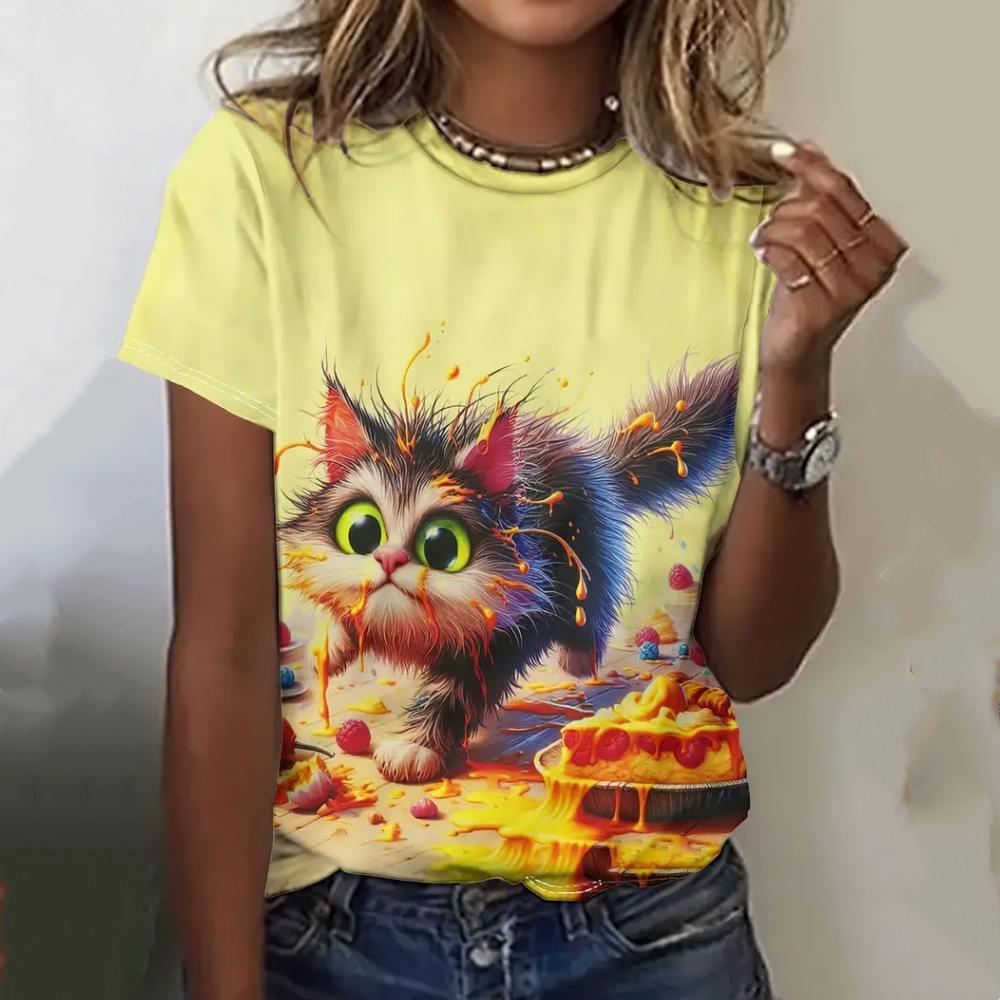 XXS-6XL Plus Size Women's T Shirt Funny Animal Print Casual Short Sleeve Tops Tees Fashion Summer Female Oversized Clothing