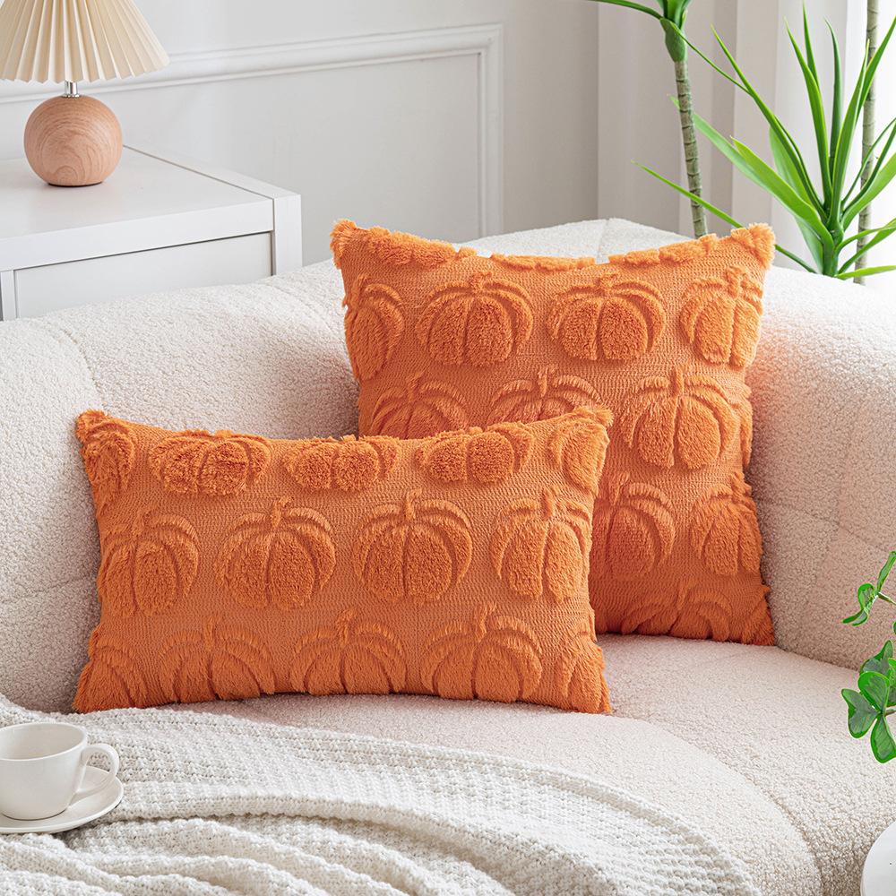 Halloween Pumpkin Embroidered Pillowcase Decorative Throw Pillow Cover For Home Living Room Sofa Simple Design Pumpkin Cushion Case