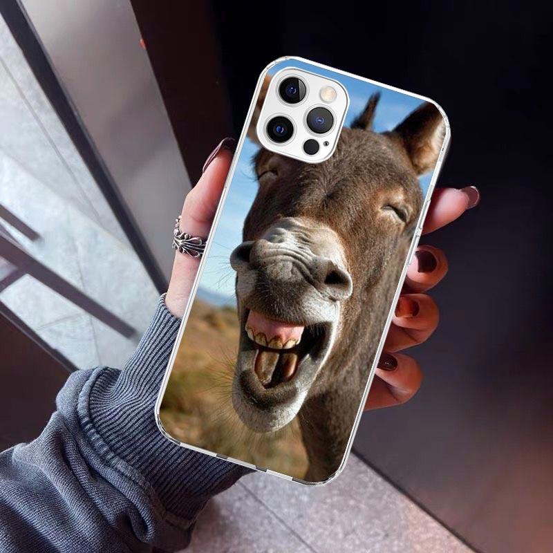Funny Donkey Phone Case For iPhone 17 Air 11 13 Mini 14 15 Plus 16 12 Pro Max 16E SE 7 8 Pattern Soft TPU Back Cover 13 12 Mini