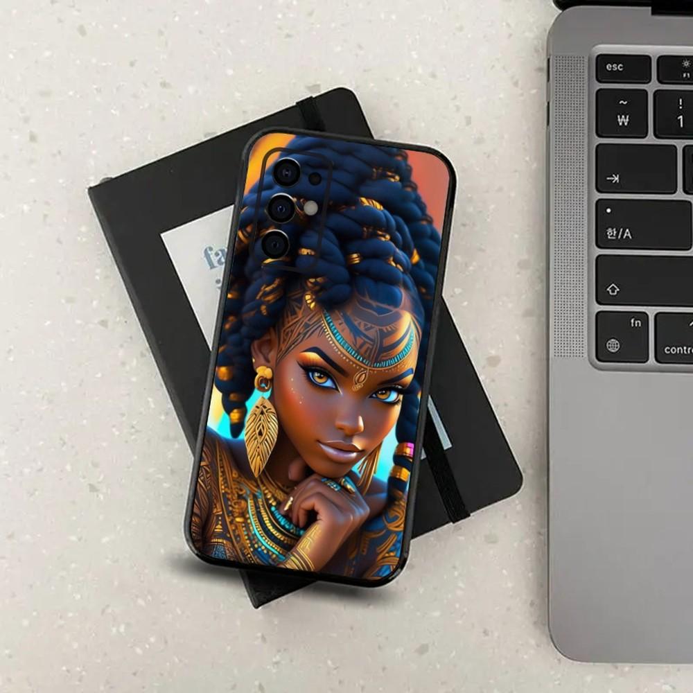 Colorful Art African Girl Black Phone Case For Samsung S24,S21,S22,S23,S30,Ultra,S20,Plus,Fe,Lite,Note,10,9,5G Black Soft Cover