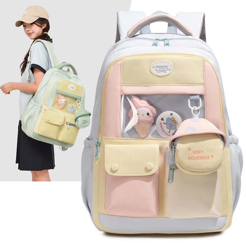 Contrast Color Student Backpack Large Capacity Schoolbag Women's Backpack
