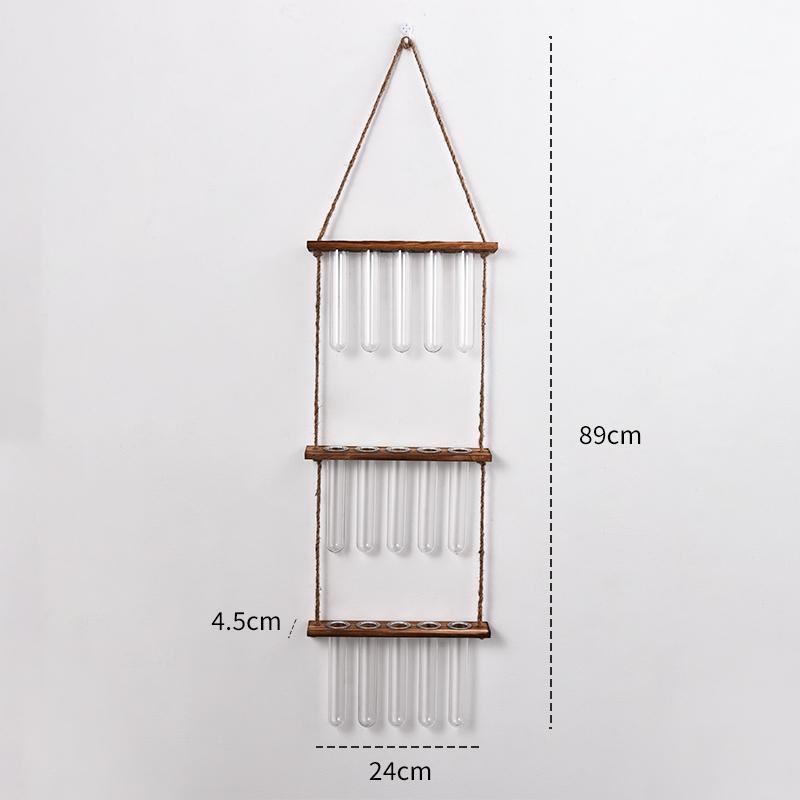 Ins Hydroponic Test Tube Vase Series Wall Mounted Wooden Frame Hydroponics Decorative Container Home Decoration Party Gift Vase